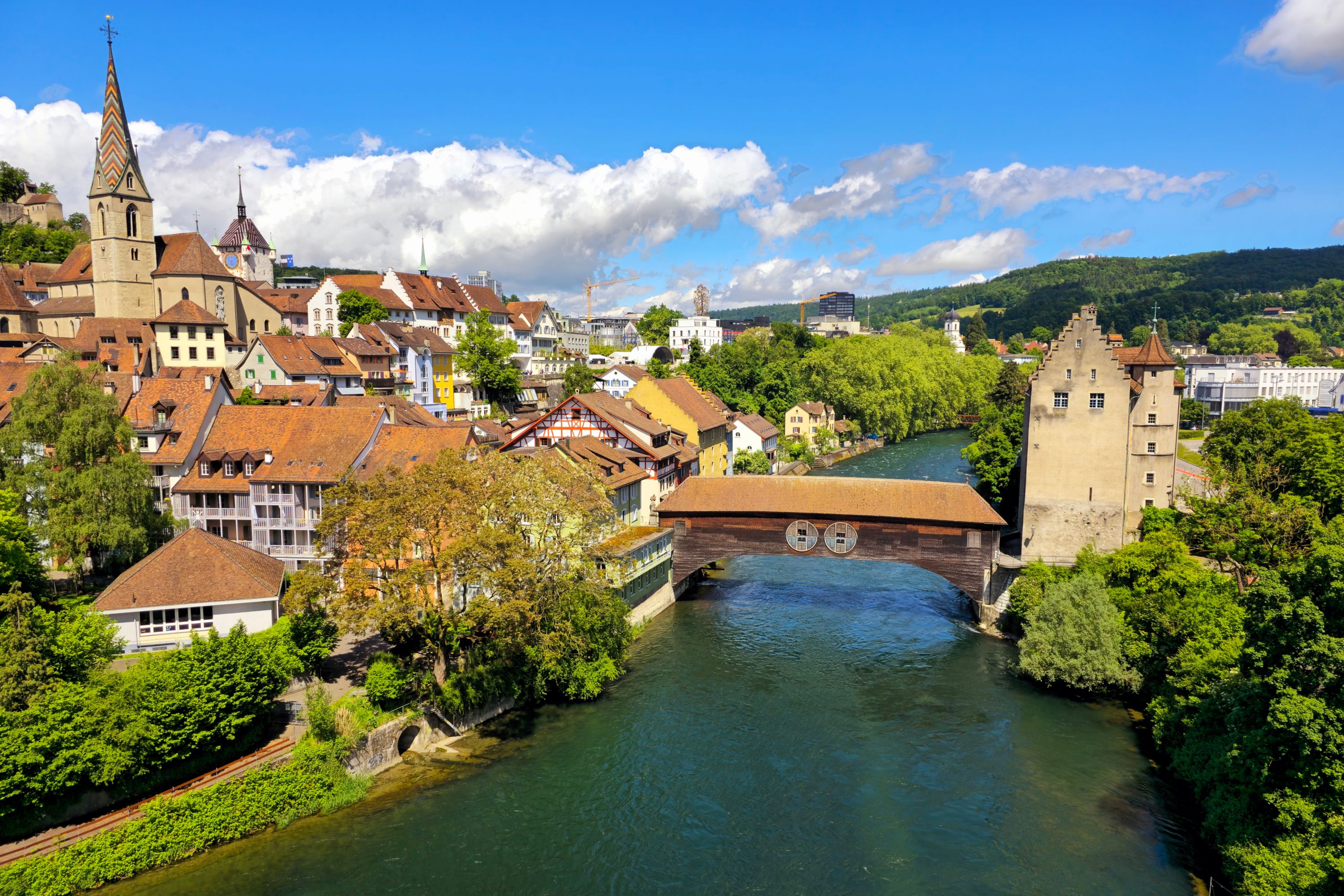 Springtime Panorama of Baden, Switzerland