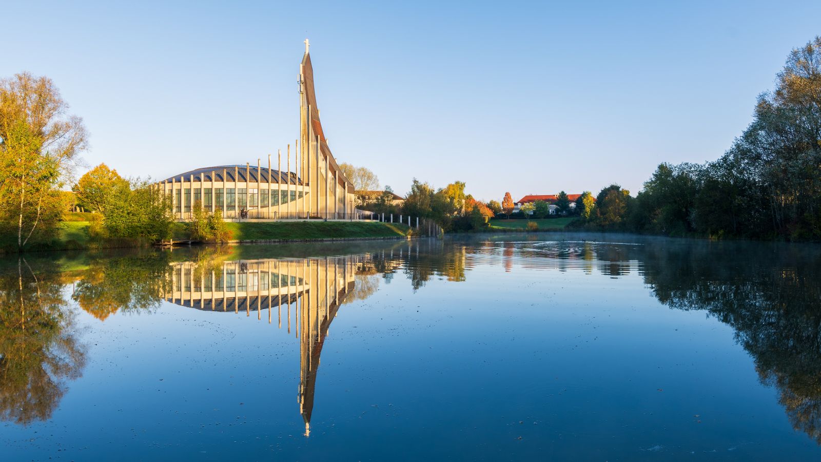 Sunrise Reflection: Église Notre-Dame-du-Val, Bussy-Saint-Georges