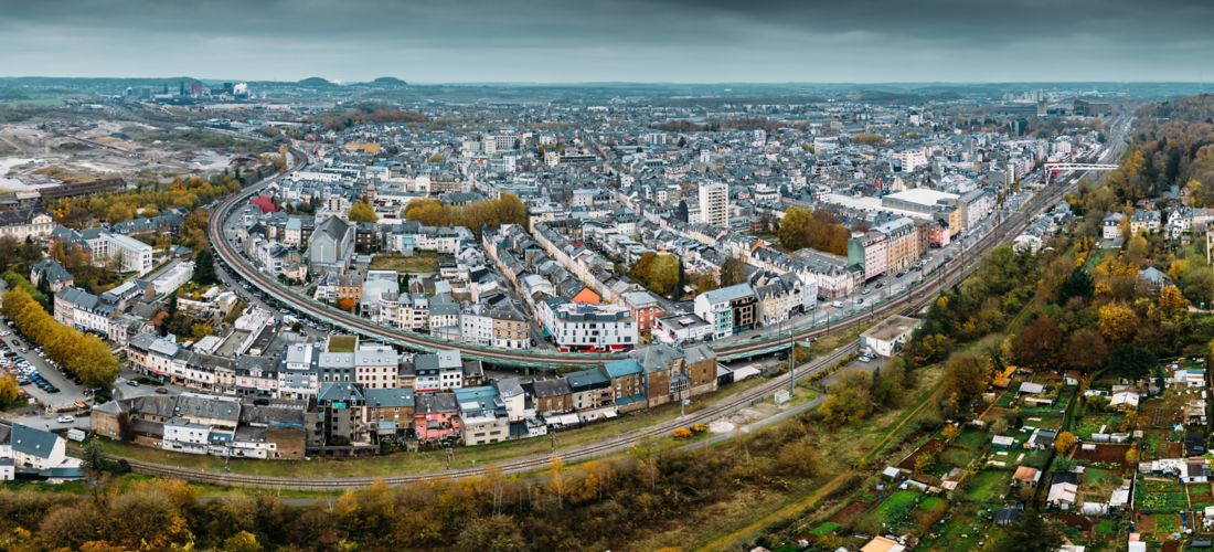Autumn Hues over Esch-sur-Alzette: An Aerial Perspective