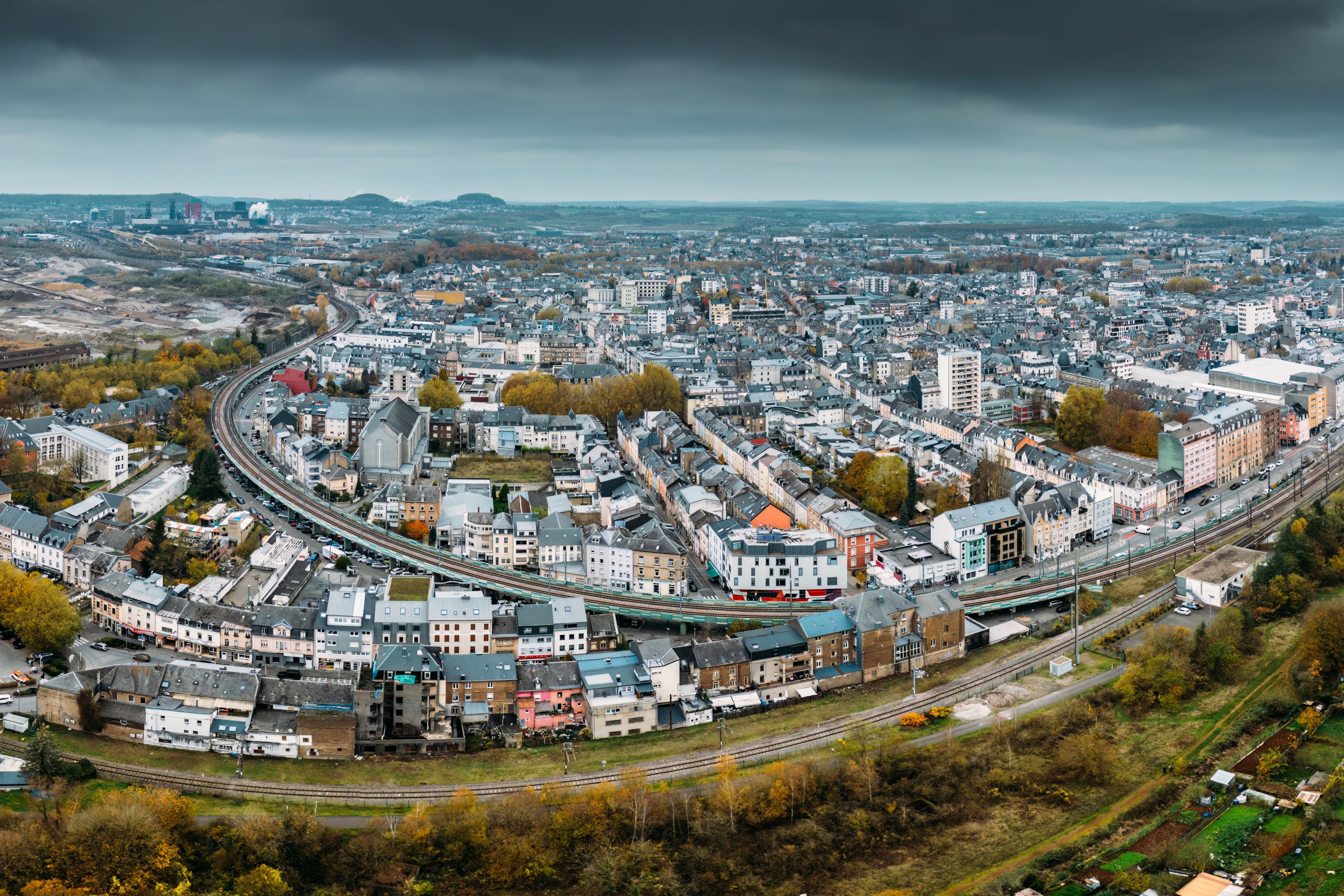 Autumn Hues over Esch-sur-Alzette: An Aerial Perspective