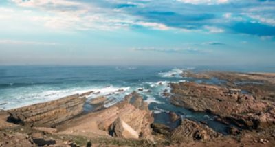 The rugged Atlantic Ocean coastline in Casablanca, Morocco