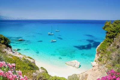 The limestone cliffs and turquoise waters of Cala Goloritze beach, Sardinia