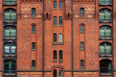 Historische Backsteinfassade in der Hamburger Speicherstadt
