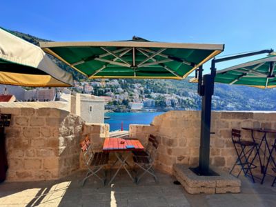An outdoor café in Dubrovnik, a popular European city to travel alone