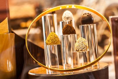 An opulent display of artisan Belgian chocolates