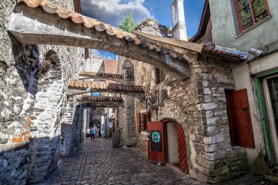 St Catherine’s Passage in Tallinn Old Town, with its cobbled lane and tiny doors