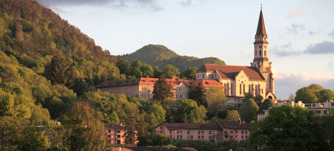 Annecy, lake, Basilique de la Visitation, at Sunset
