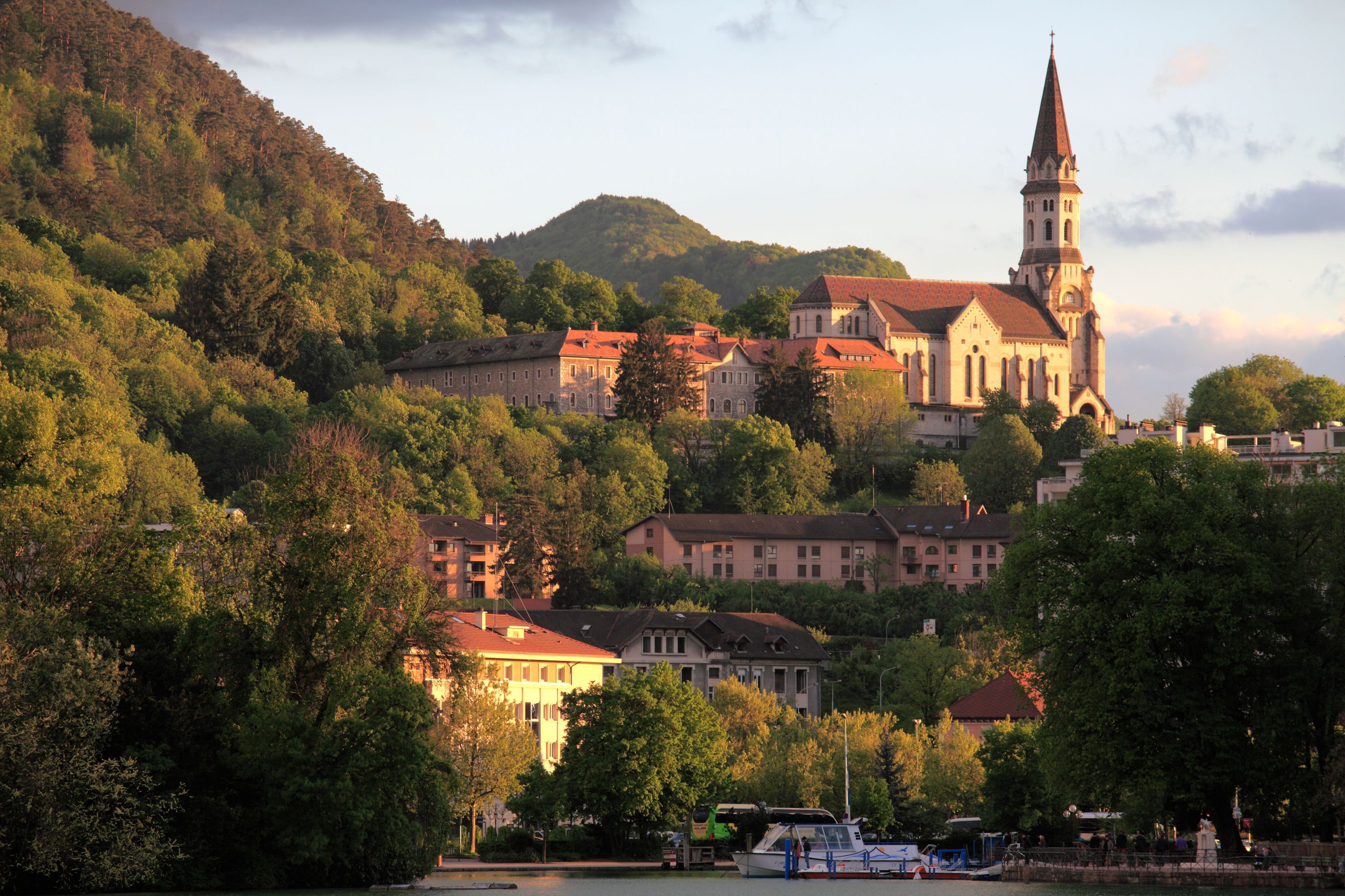 Annecy, lake, Basilique de la Visitation, at Sunset