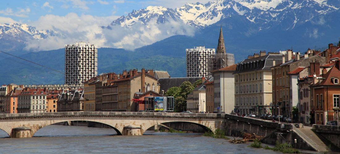 Grenoble, skyline, Alps, Isère River, Cityscape