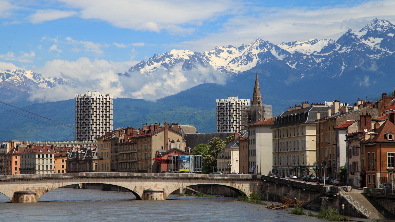 Grenoble, skyline, Alps, Isère River, Cityscape