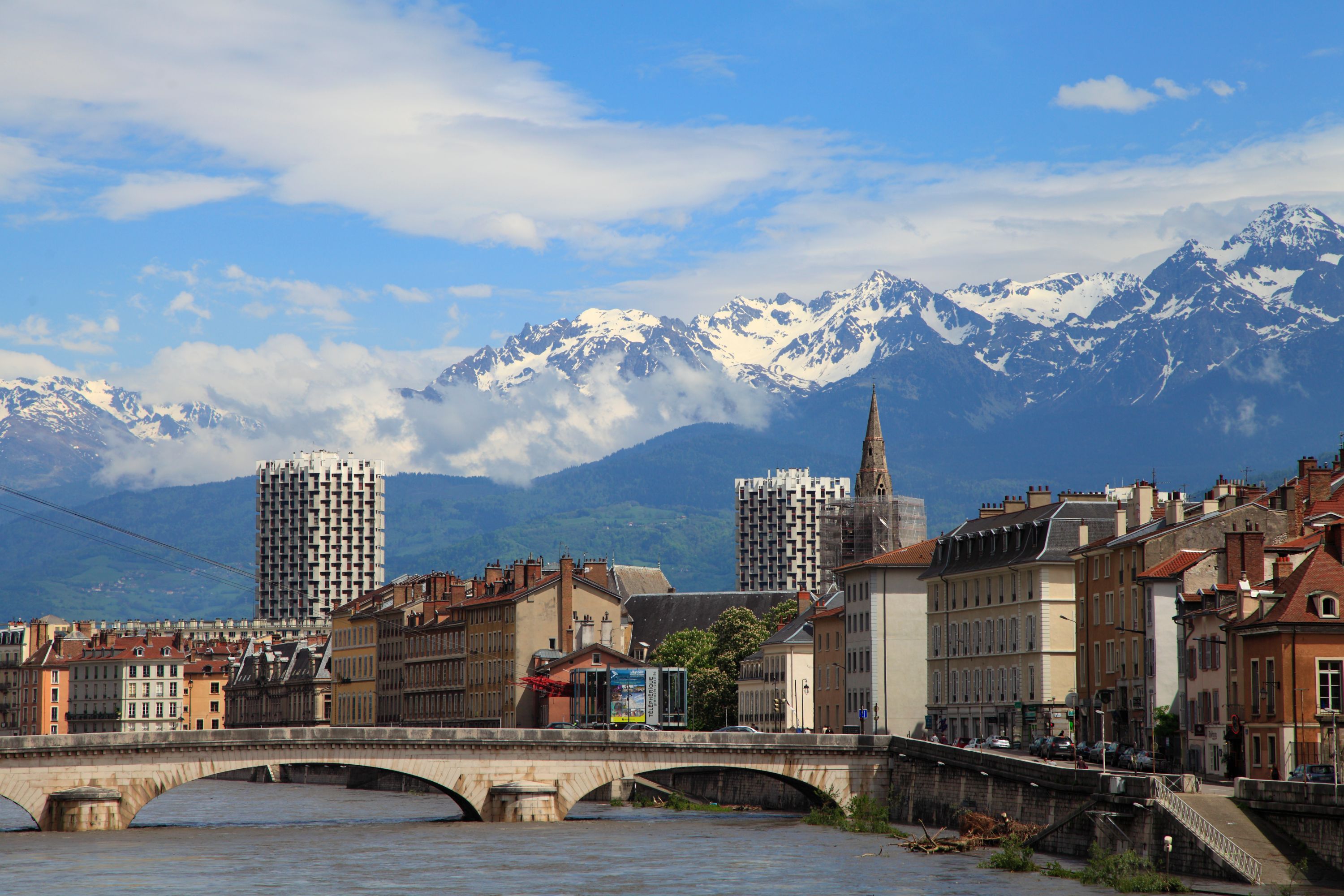 Grenoble, skyline, Alps, Isère River, Cityscape