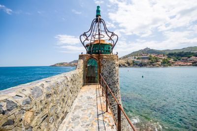 A quaint lighthouse at Collioure, along a popular hiking trail near Perpignan