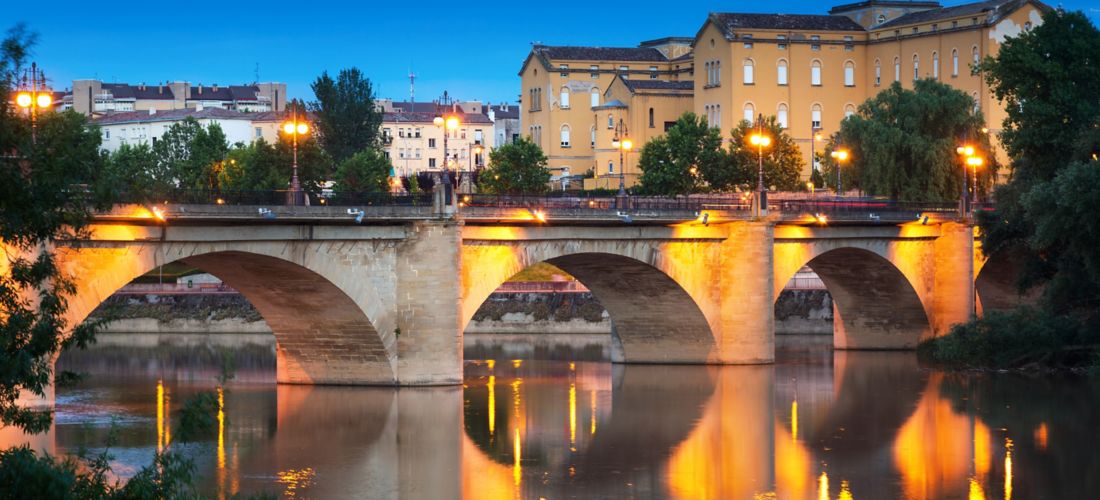 Twilight over the Ebro River in Logroño