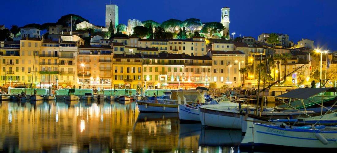 Twilight over Cannes: Le Suquet and its Harbor