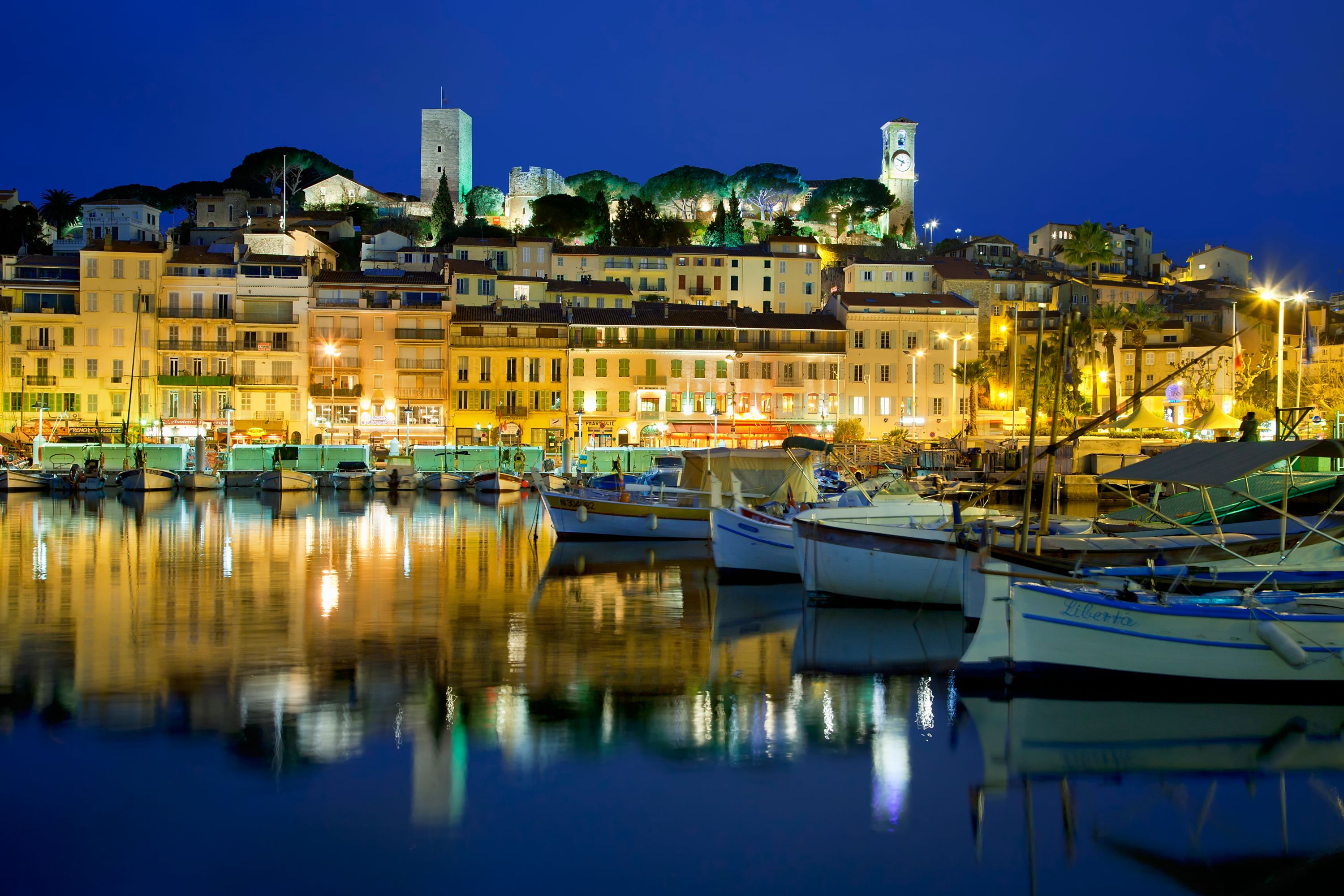 Twilight over Cannes: Le Suquet and its Harbor