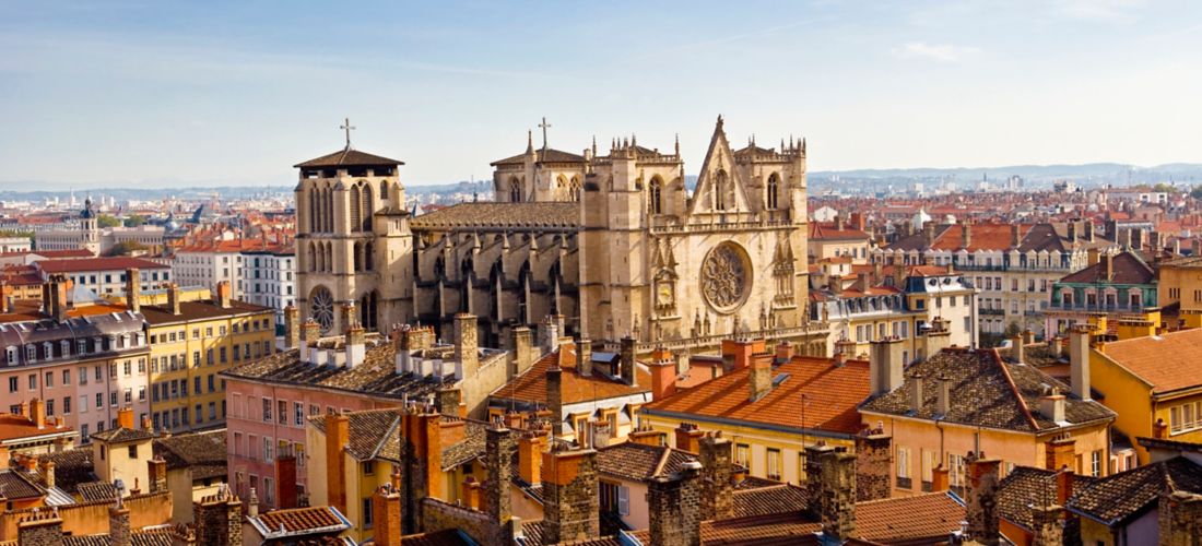 Lyon Cathedral Overlooking Vieux Lyon's Terraces