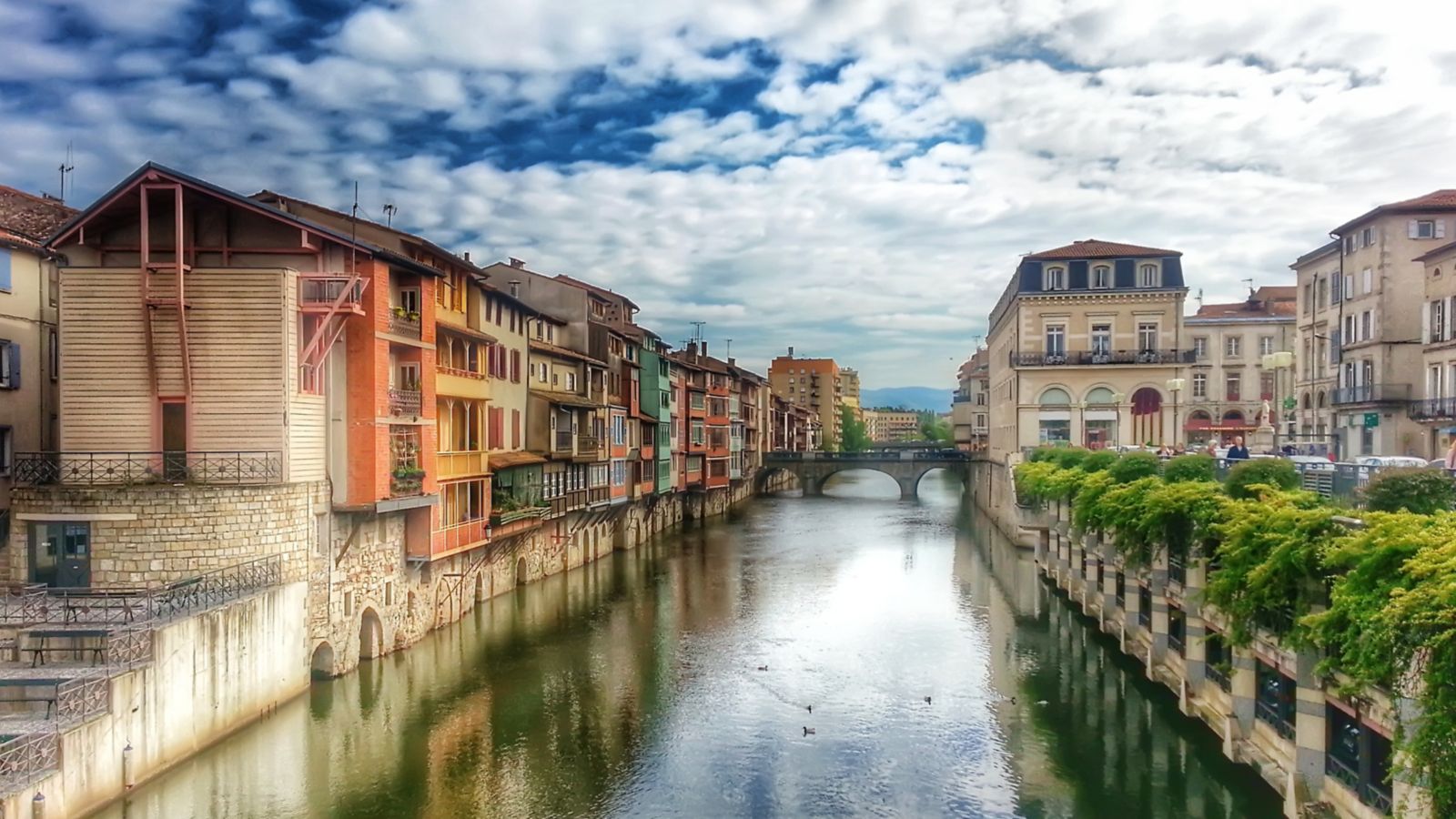 Colorful Houses Along the Agout River in Castres, France