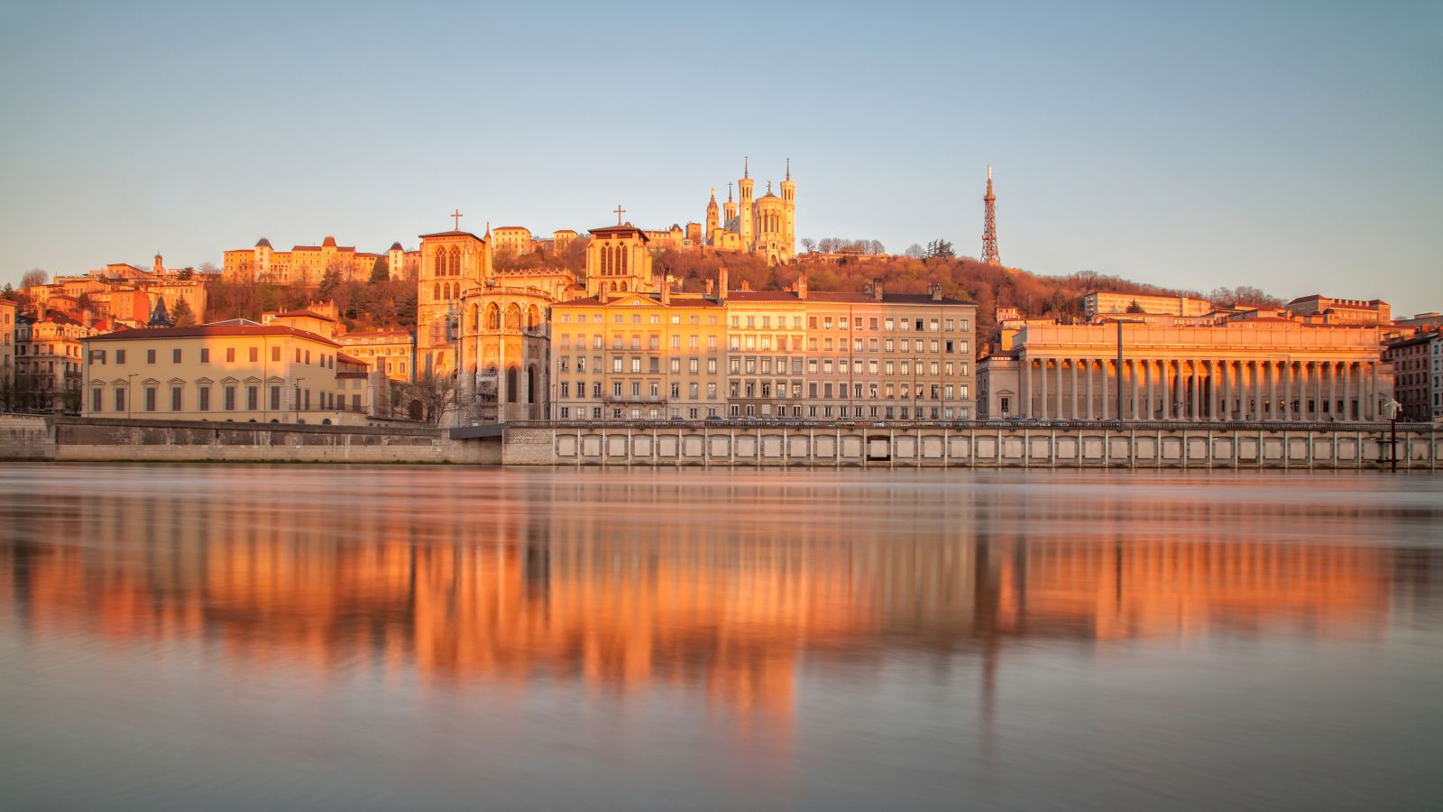 Sunrise over the Saone River in Lyon