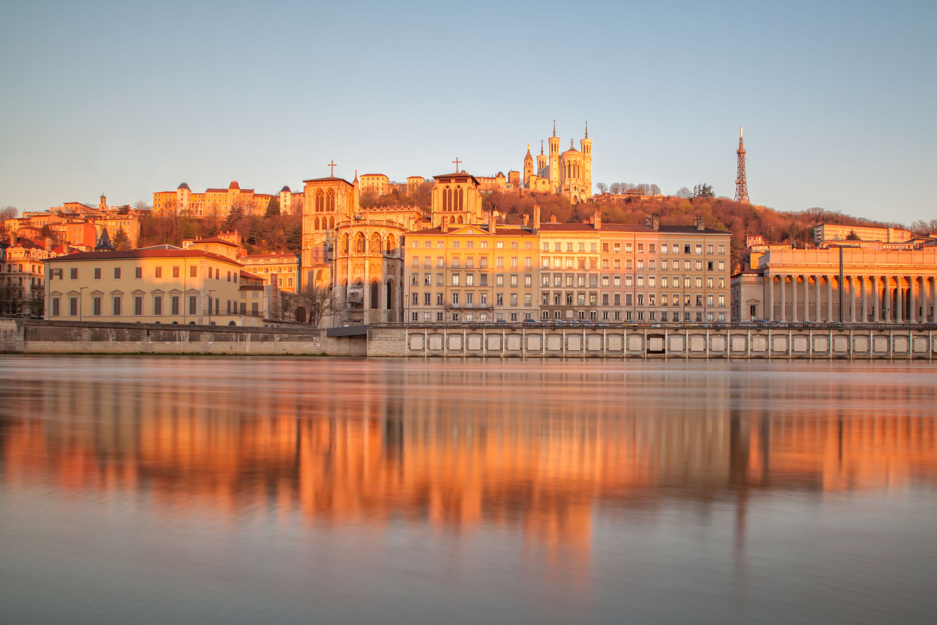 Sunrise over the Saone River in Lyon