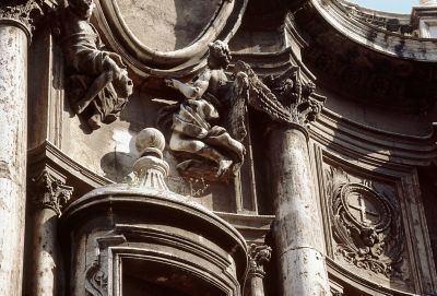 The church of San Carlo Alle Quattro Fontane in Rome, Italy, with angel sculptures