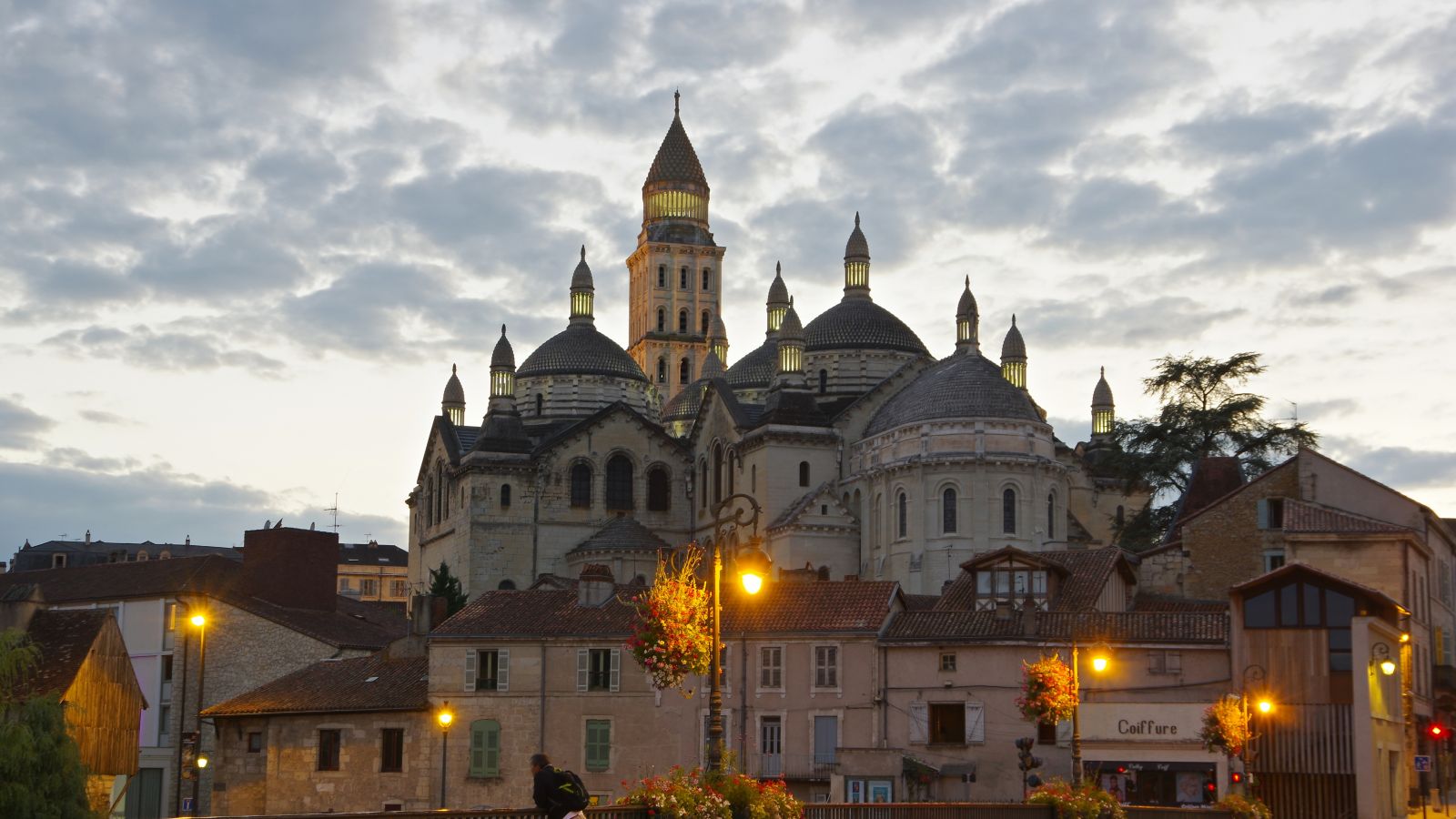 Twilight view of Saint Front Cathedral in Périgueux, France