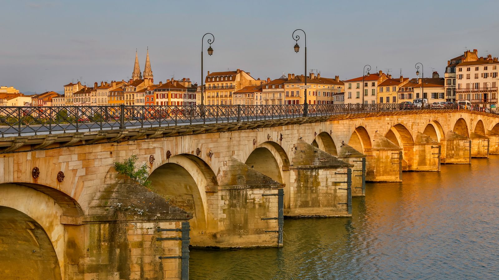 Golden Hour at the Rhone River Bridge in Macon