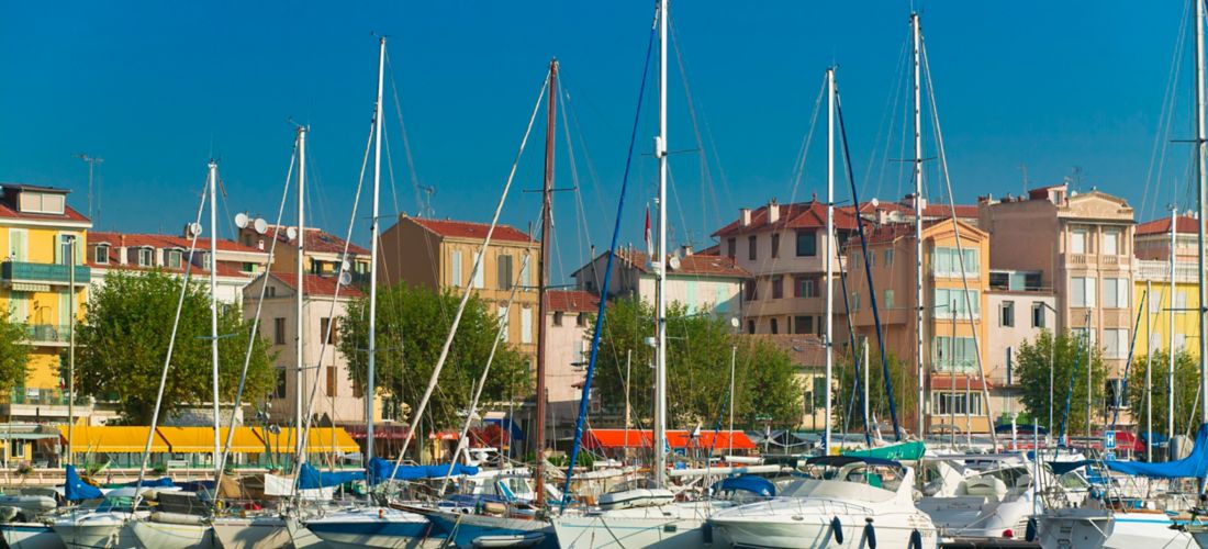 Sunny Harbor Scene in Golfe-Juan, French Riviera