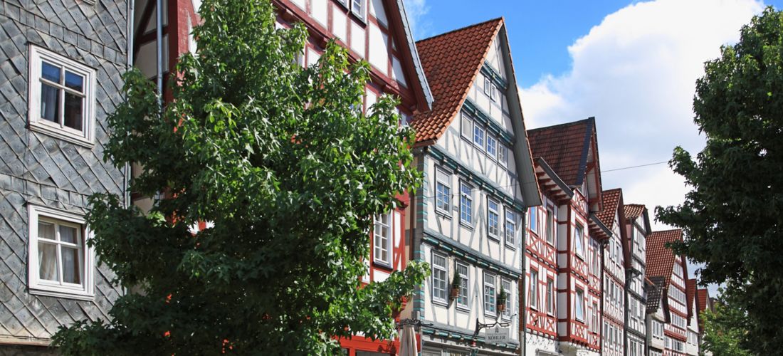 Charming Half-Timbered Street in Melsungen, Germany