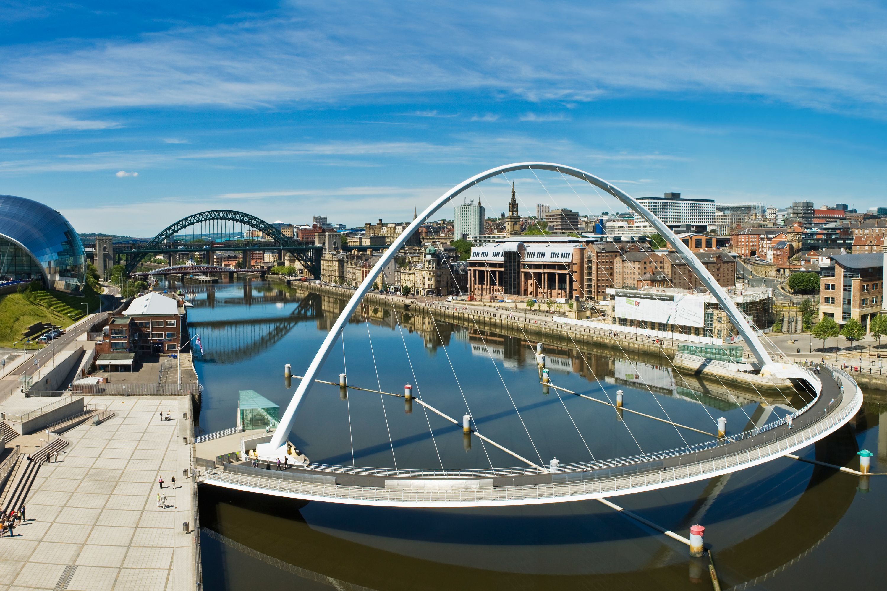 Gateshead Millennium Bridge and Tyne River Panorama