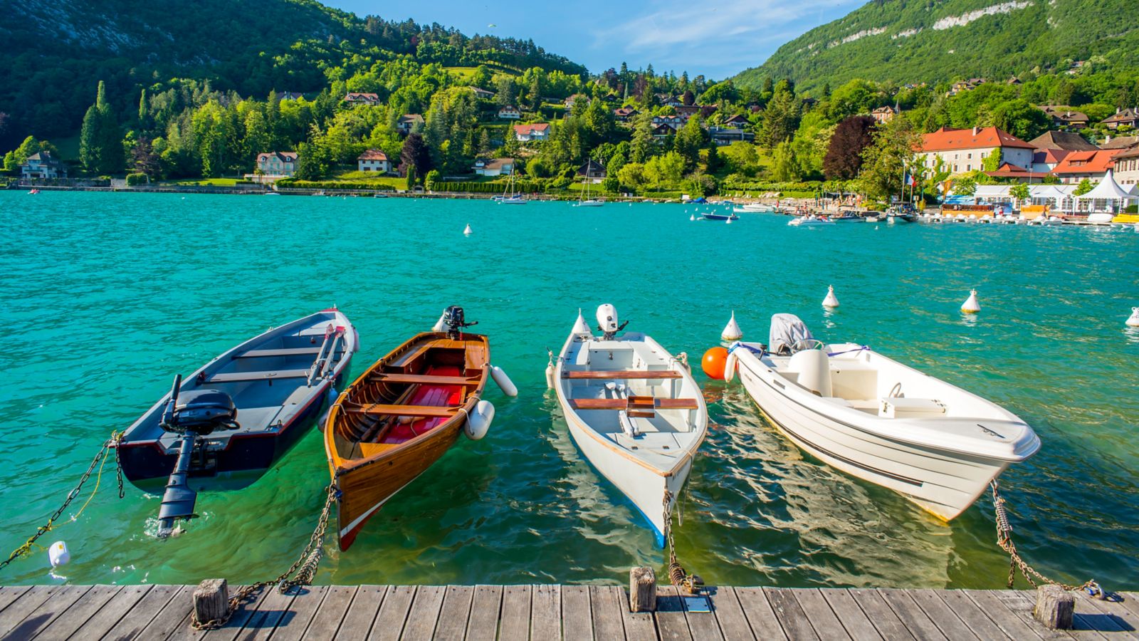 Boats on a Sunny Day at Annecy Lake, Talloires