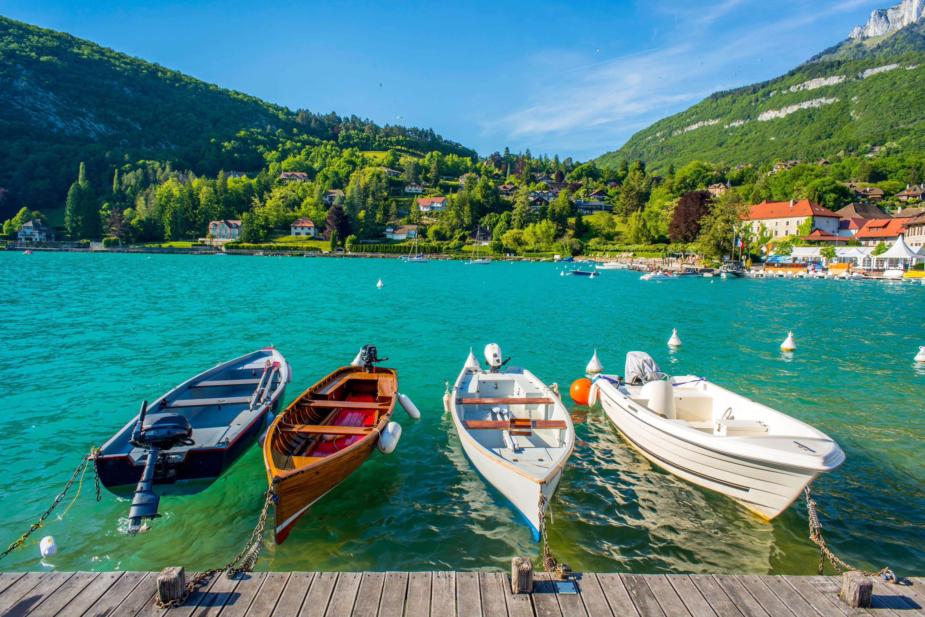 Boats on a Sunny Day at Annecy Lake, Talloires