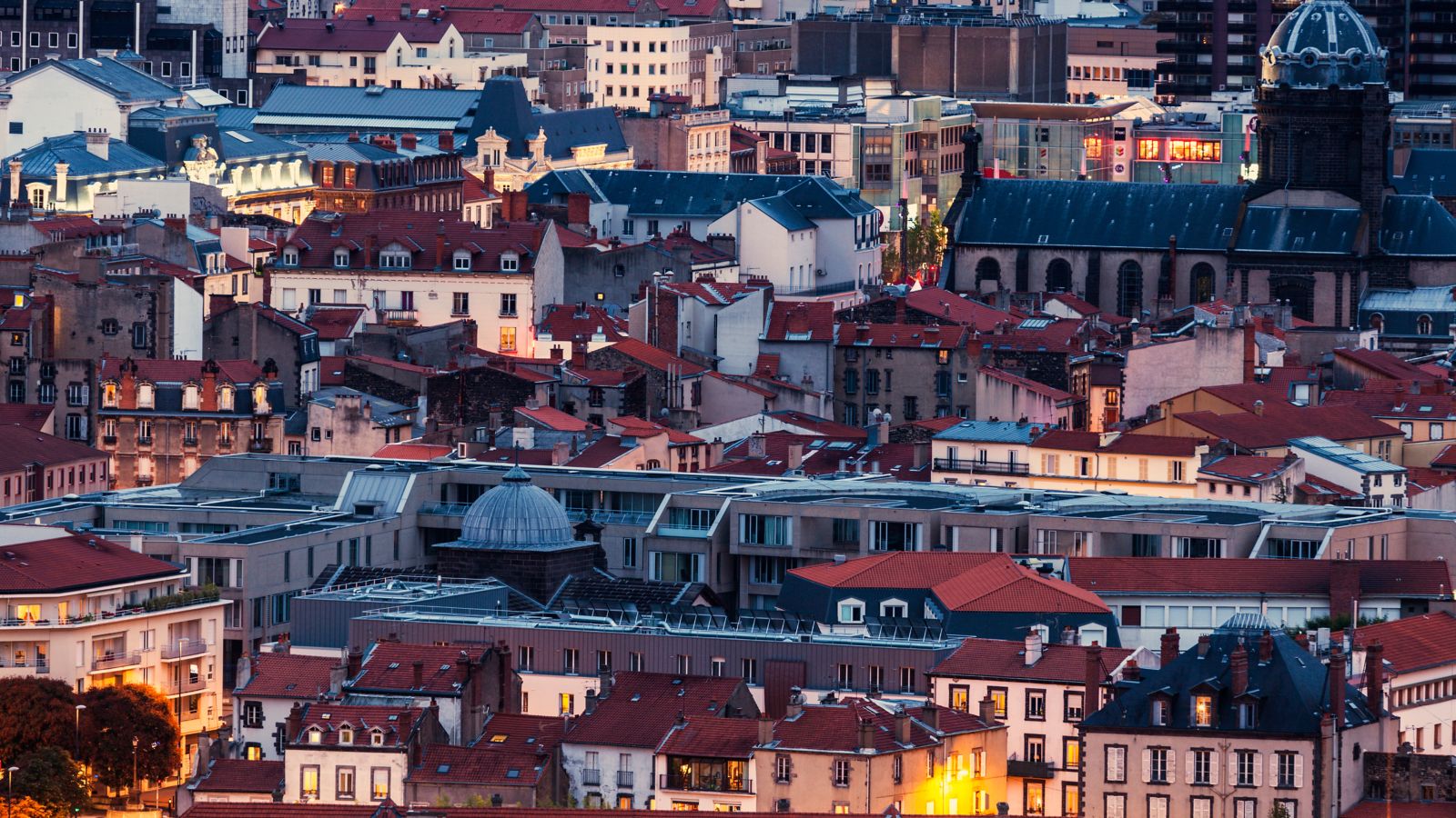 Clermont-Ferrand Cityscape at Dusk, Auvergne-Rhone-Alpes, France