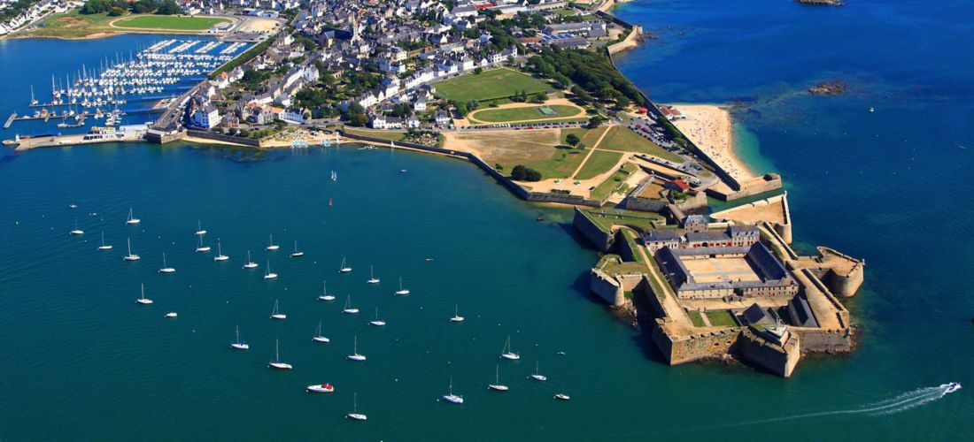 Aerial View of Port Louis Citadel and Harbor in Brittany, France