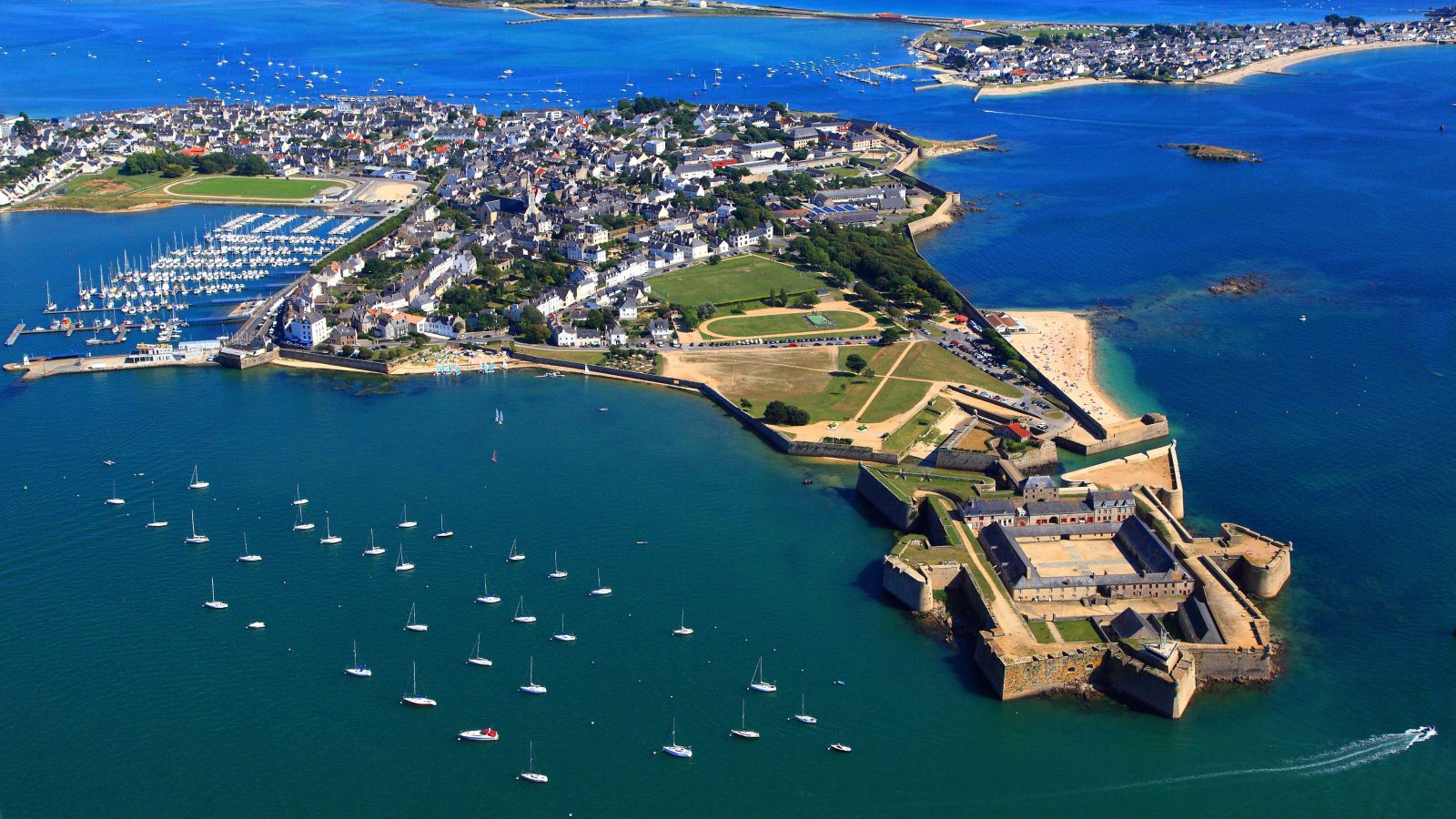 Aerial View of Port Louis Citadel and Harbor in Brittany, France
