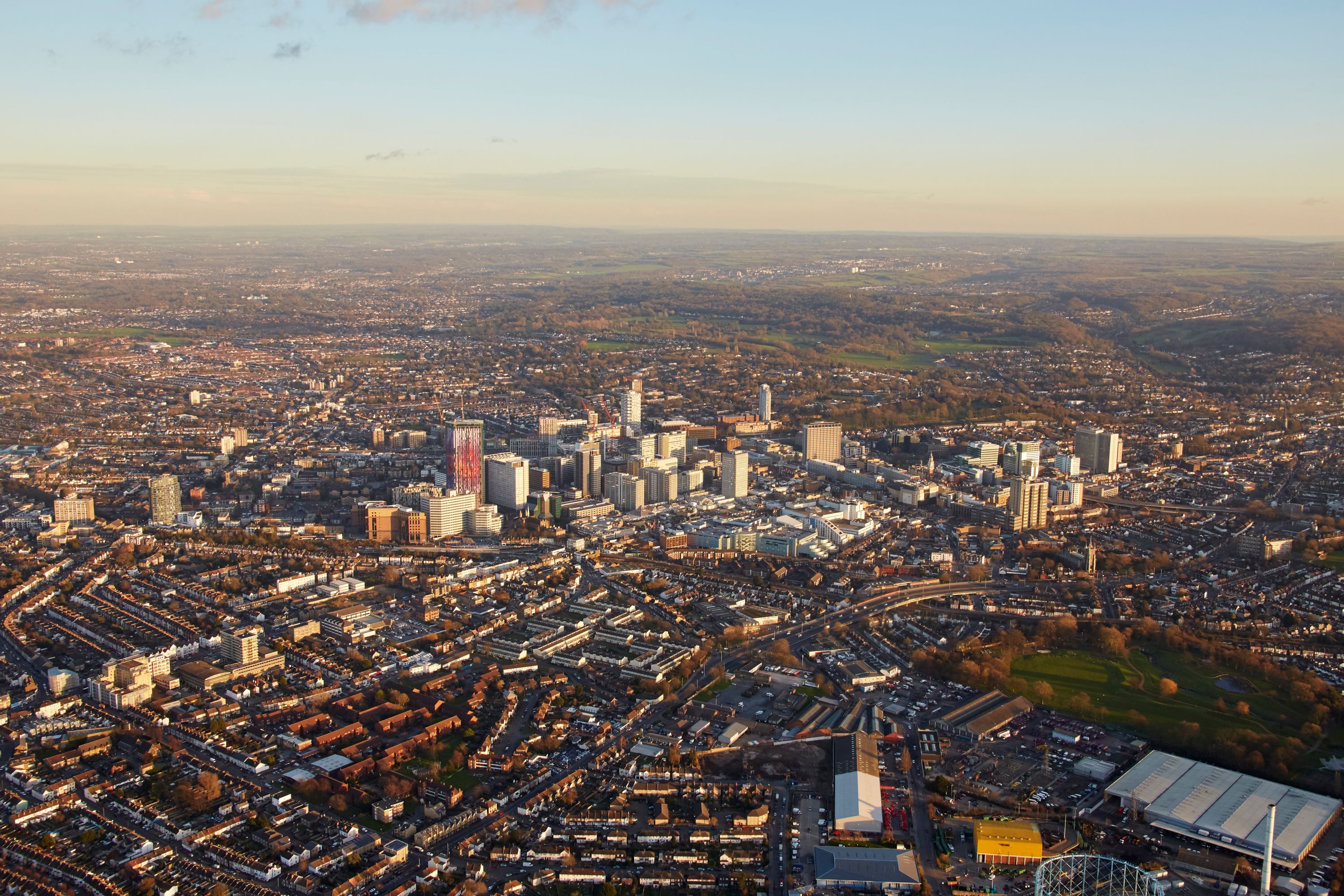 Croydon Skyline, CR0, CR9, UK: Aerial View East