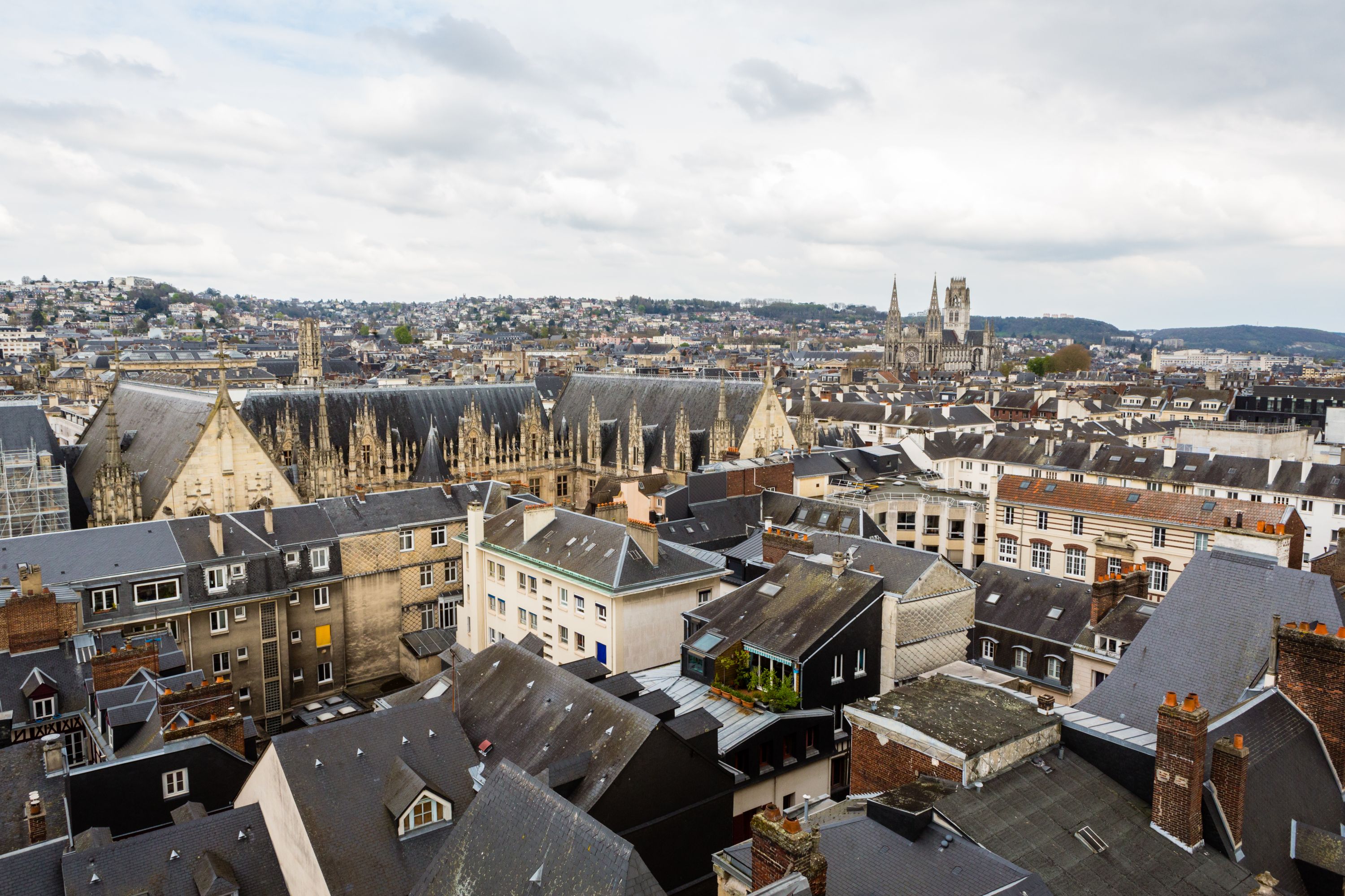 Rouen Skyline: A Cloudy Day in France