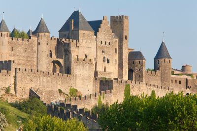 The imposing outer walls of medieval Carcassonne castle