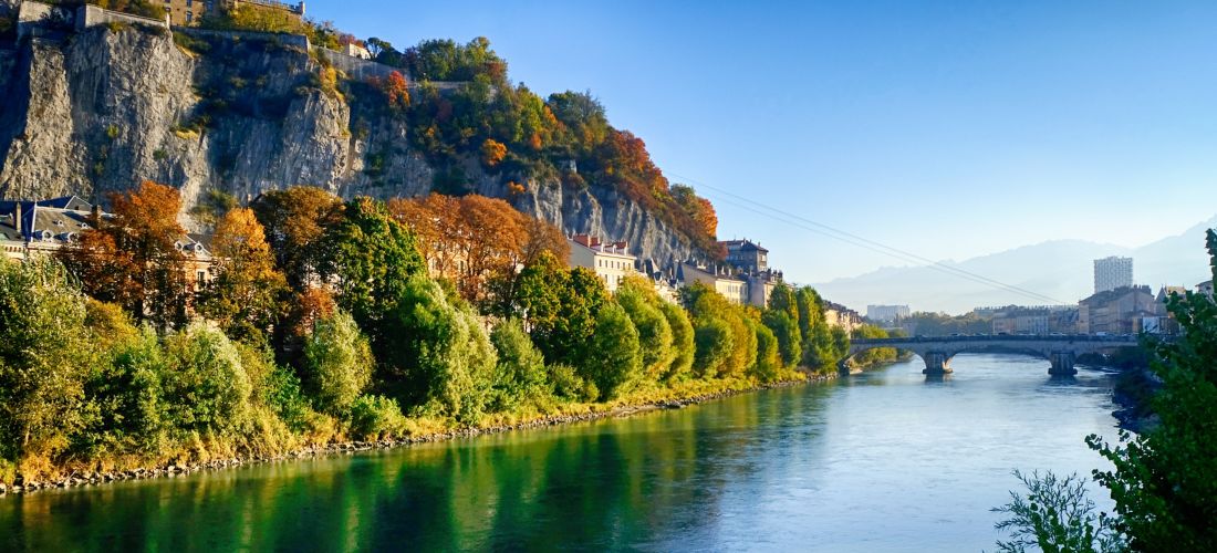 Autumnal Grenoble: Cityscape by the Isere River