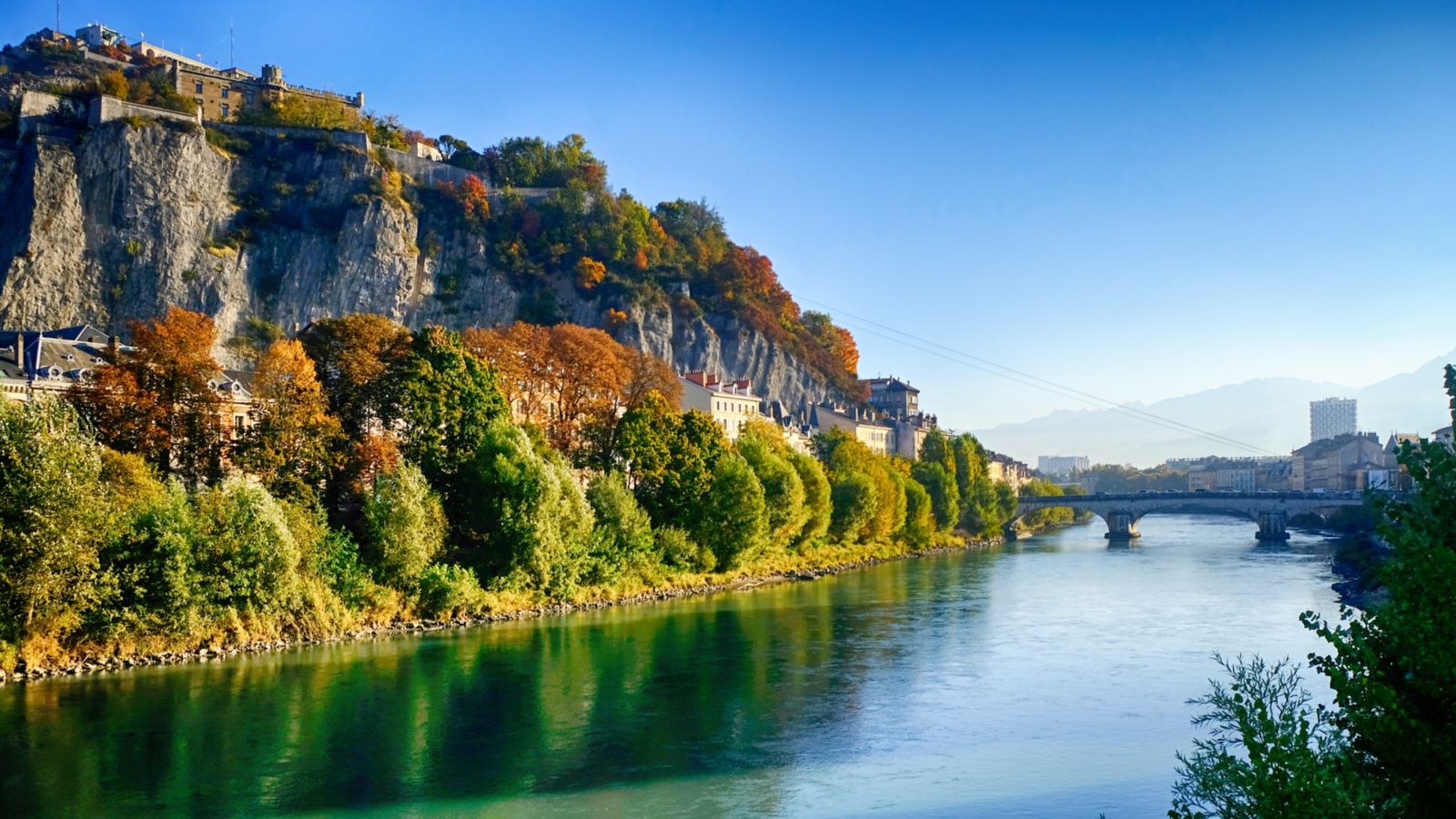 Autumnal Grenoble: Cityscape by the Isere River