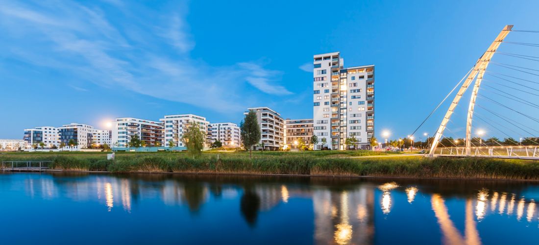 Twilight by the Canal: Modern Living in Sindelfingen, Germany