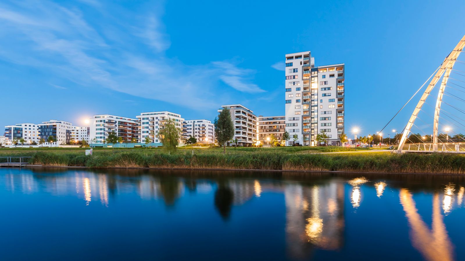 Twilight by the Canal: Modern Living in Sindelfingen, Germany