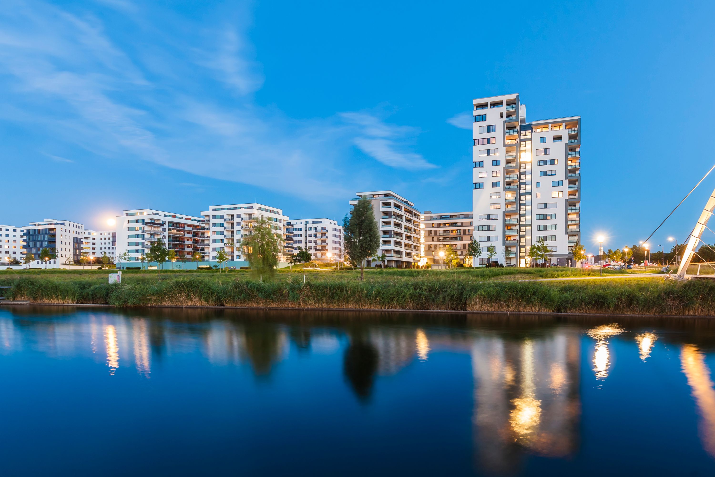 Twilight by the Canal: Modern Living in Sindelfingen, Germany