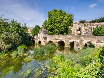 The medieval bridge and stone buildings of Bradford-upon-Avon in Wiltshire