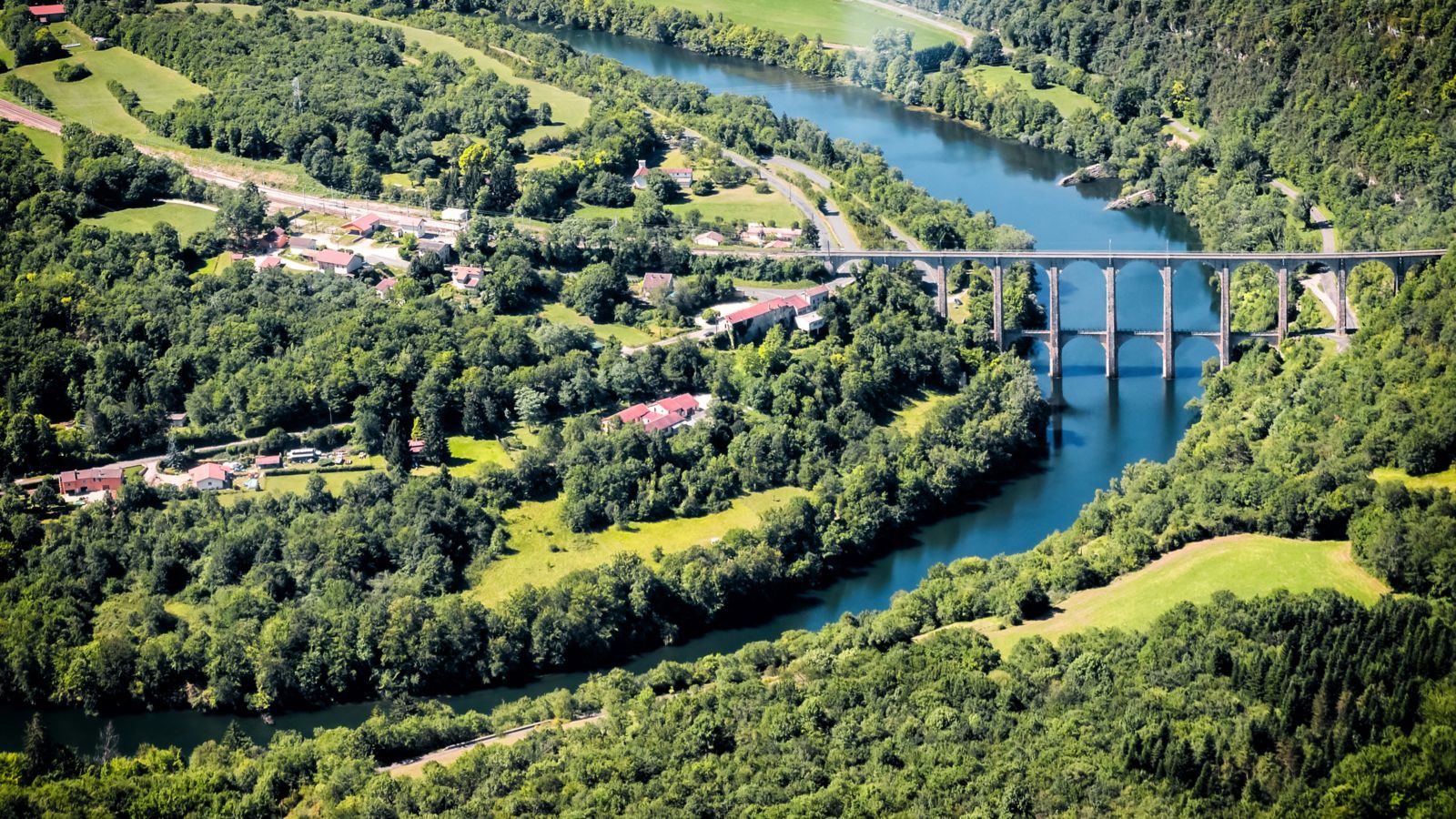 Scenic Ain River Valley and Viaduct of Cize-Bolozon