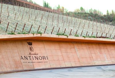 The entrance of Antinori nel Chianti Classico, one of Tuscany’s best-known wineries
