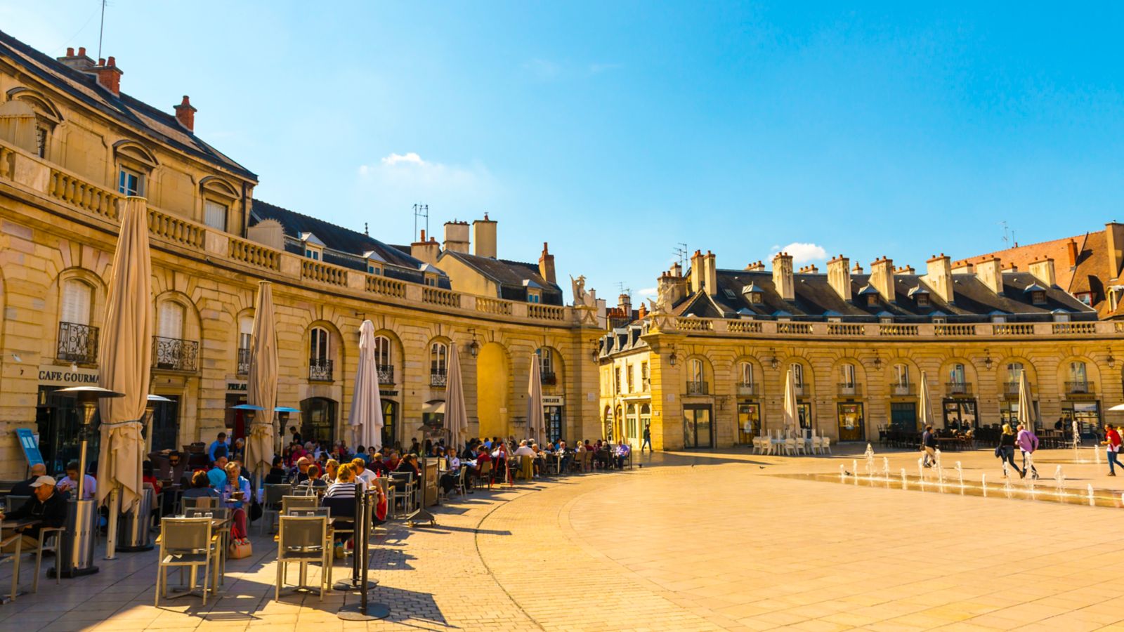 Outdoor Cafe Scene at Liberation Square in Dijon