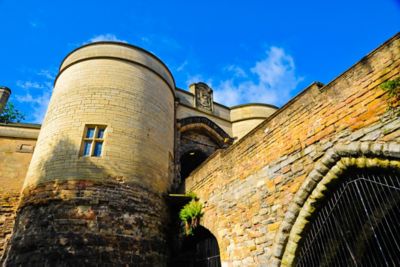 The towering façade of Nottingham Castle, dating back to the 11th century