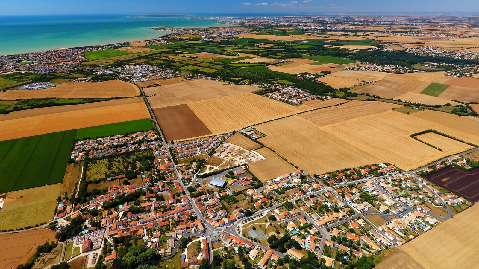 Aerial view of Saint Vivien village and surrounding countryside