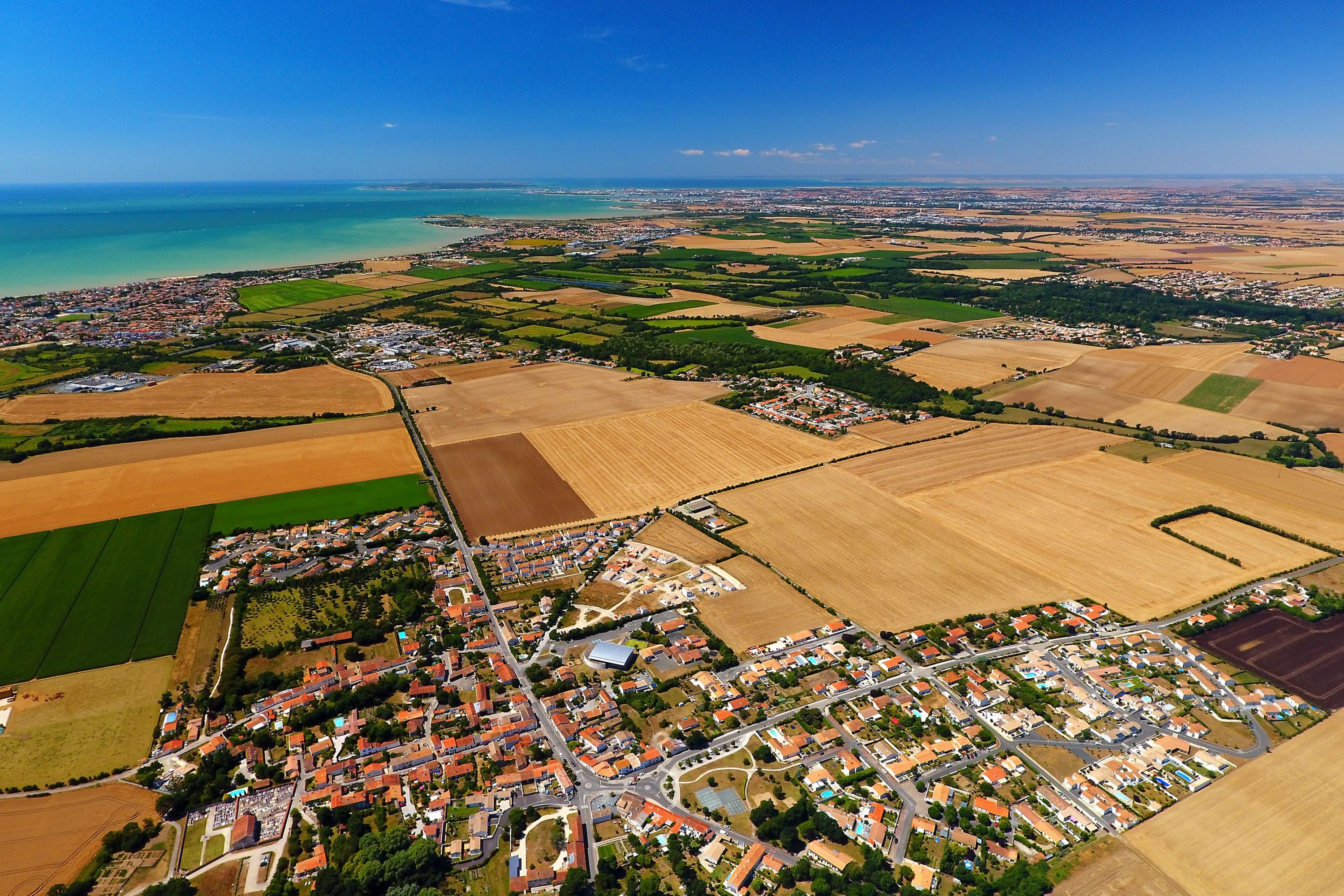 Aerial view of Saint Vivien village and surrounding countryside