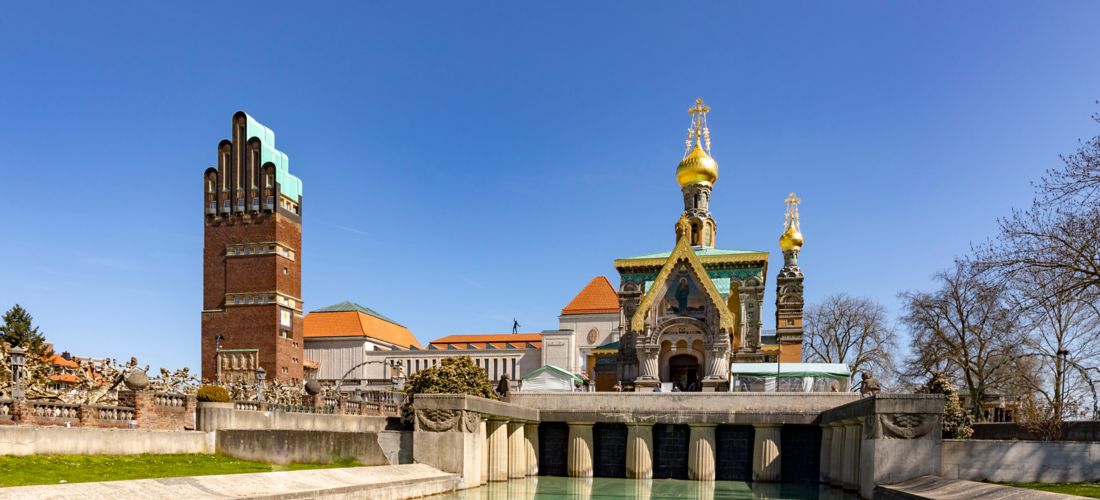 Darmstadt's Mathildenhoehe: Russian Chapel & Wedding Tower